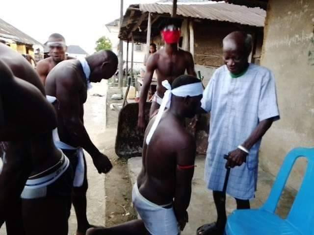 Bayelsa youths step out in warrior regalia as they protest against oil firm over alleged neglect of their community