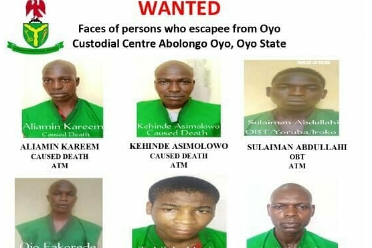 Oyo jailbreak: Nigerian Correctional Service releases names and photos of escapees